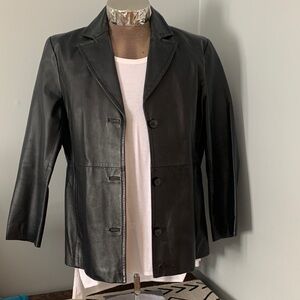 Vintage Women’s Black Leather Jacket Blazer XL
